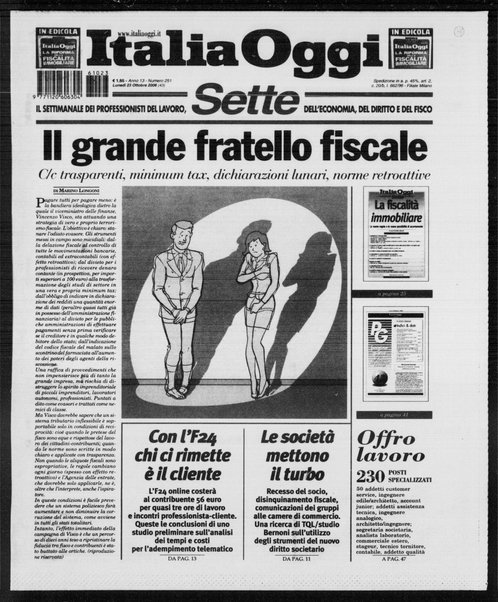 Italia oggi : quotidiano di economia finanza e politica